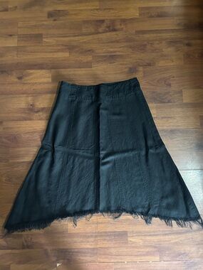 Black A-Line Skirt with Frayed Hem